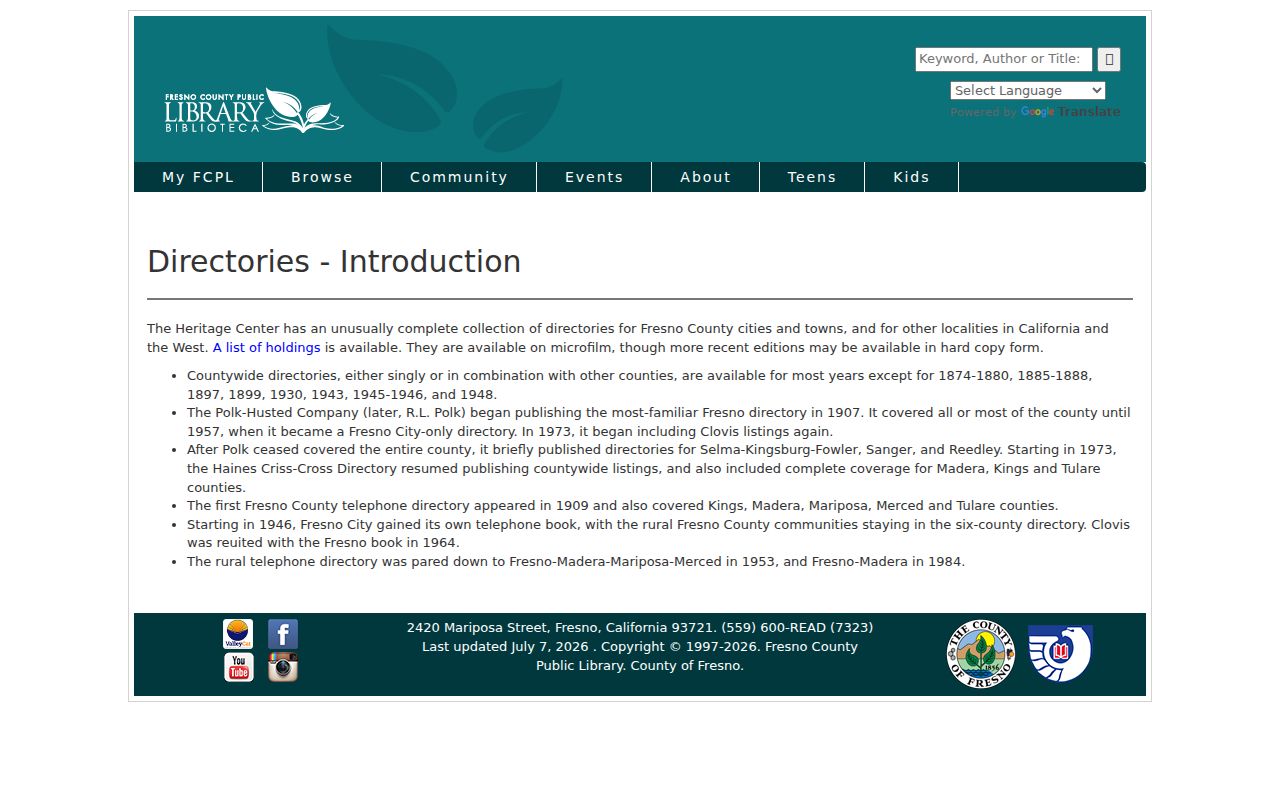 Selma city directory collection history and publisher coverage