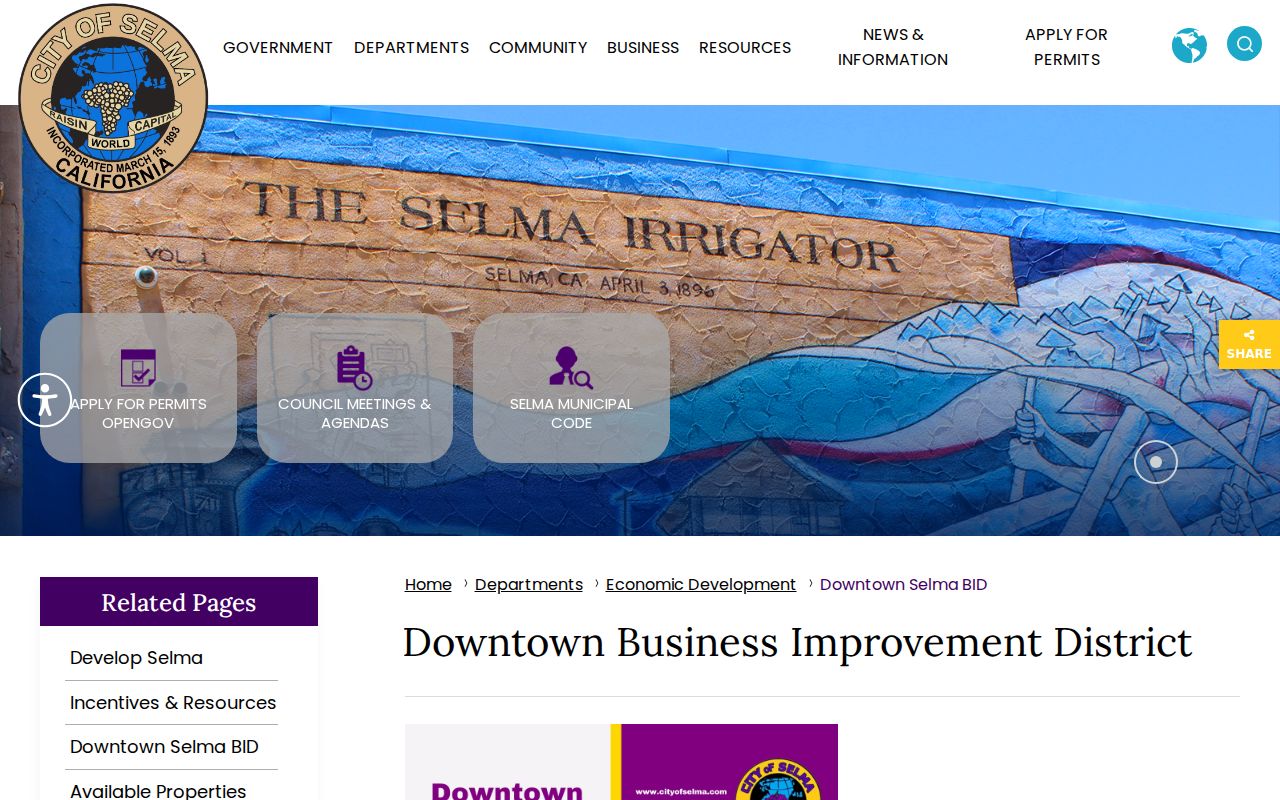 Selma neighbors lookup with Downtown Selma business district information