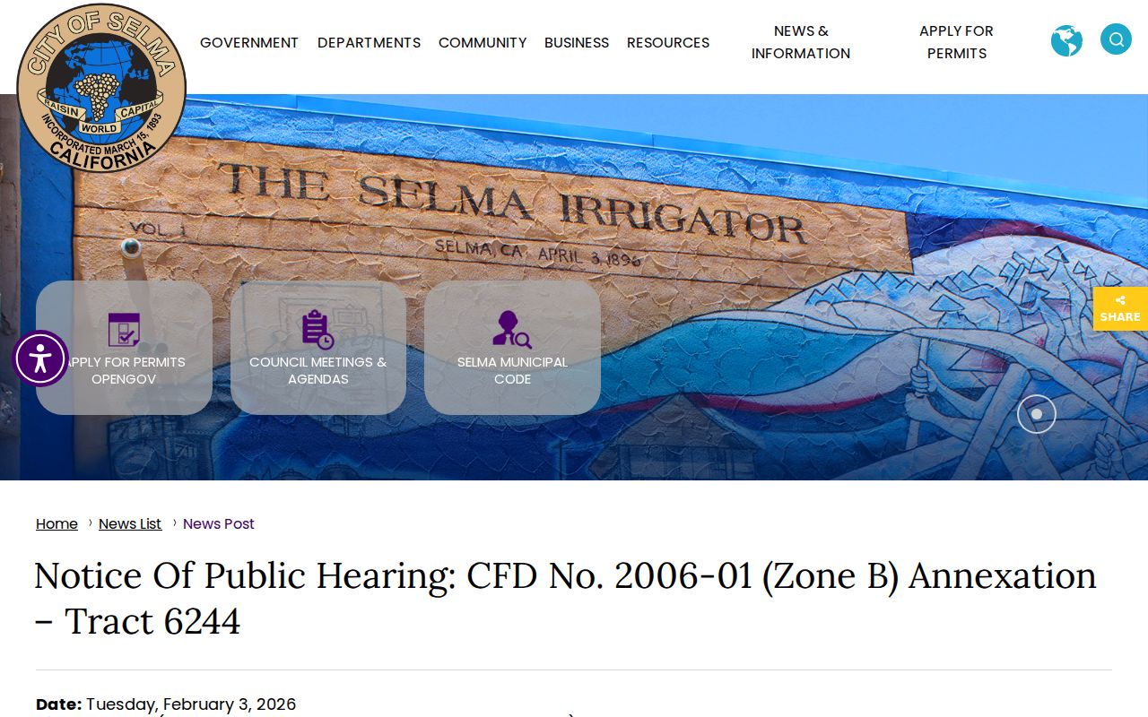 Selma ZIP code directory annexation boundary update
